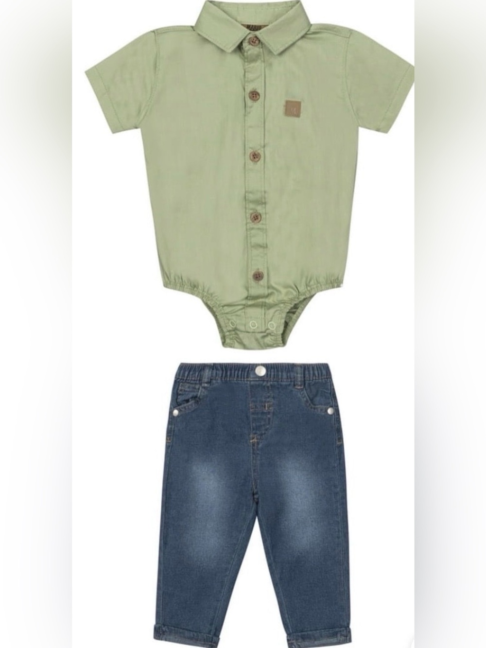 Mario Lopez Baby Boys 2 Pc Set Short Sleeve Onesie Bodysuit & Denim Jeans NWT